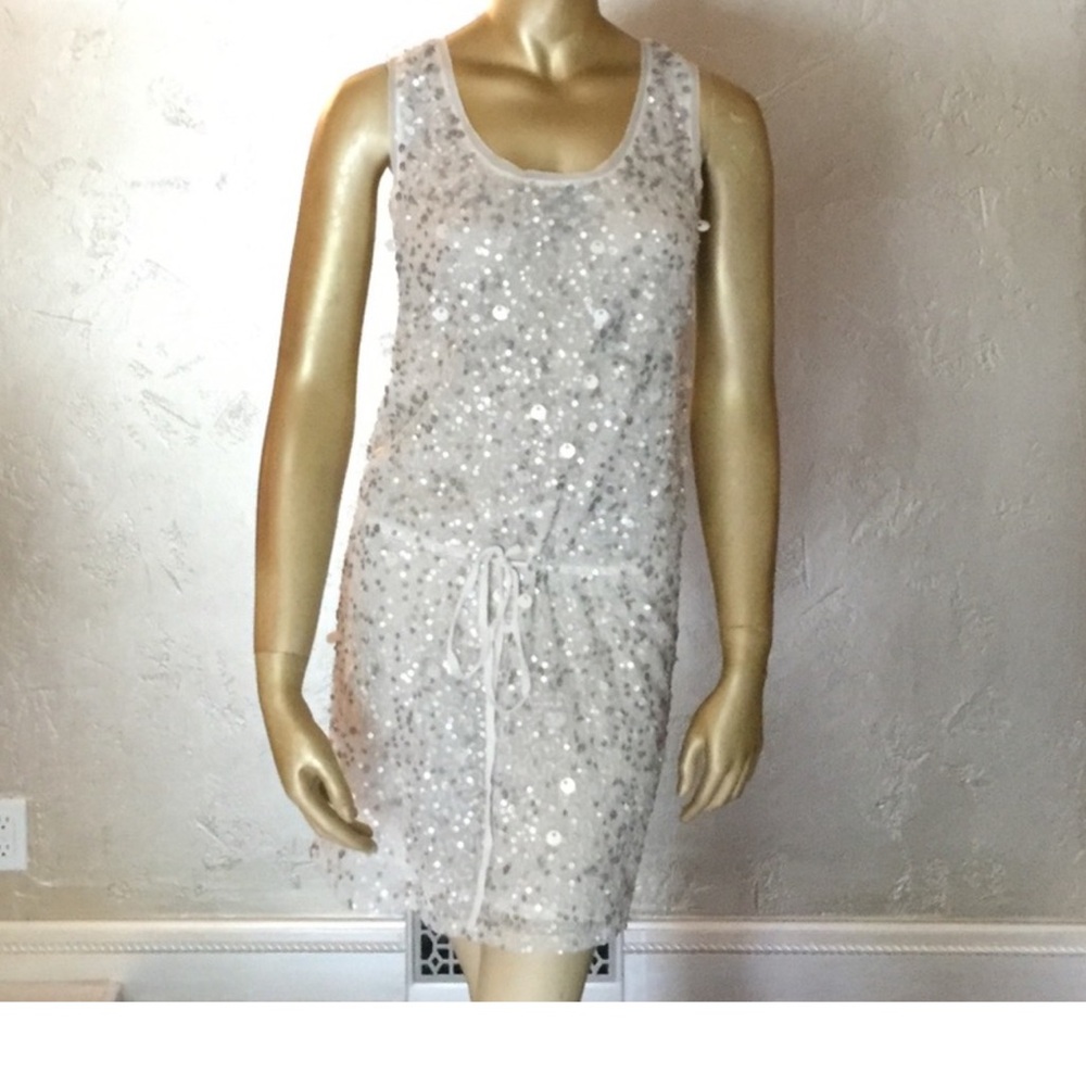 Gold Hawk Sequin Embellished Mini Dress